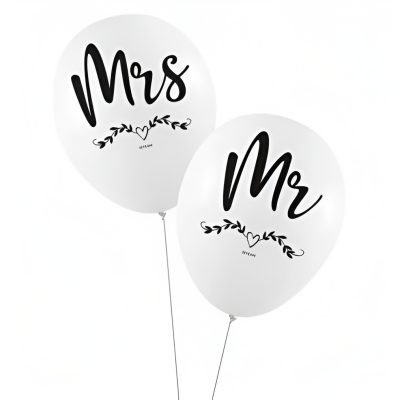 Σετ Λάτεξ Μπαλόνια Mr & Mrs 8 τεμ