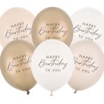 Σετ Μπαλόνια Μπεζ - Happy Birthday 6 τεμ