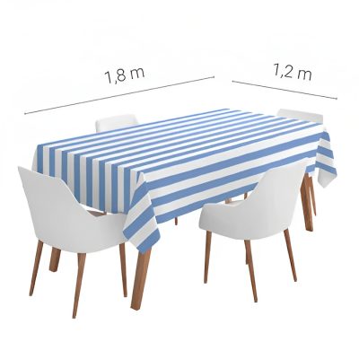 Τραπεζομάντηλο Αδιάβροχο - Γαλάζιο Ριγέ 120 cm x 180 cm