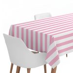 Τραπεζομάντηλο Αδιάβροχο - Ροζ Ριγέ 120 cm x 180 cm