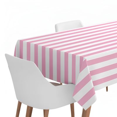 Τραπεζομάντηλο Αδιάβροχο - Ροζ Ριγέ 120 cm x 180 cm