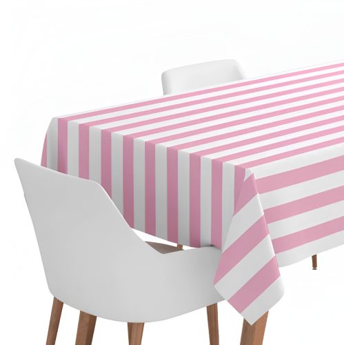 Τραπεζομάντηλο Αδιάβροχο - Ροζ Ριγέ 120 cm x 180 cm