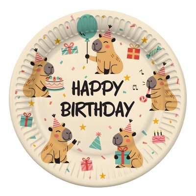 Χάρτινα Πιάτα Γλυκού - Capybara Happy Birthday 6 τεμ