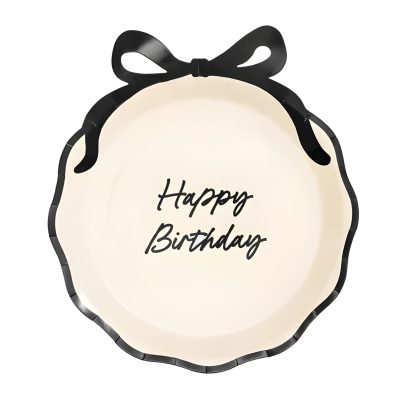 Χάρτινα Πιάτα με Φιόγκο - Happy Birthday 6 τεμ