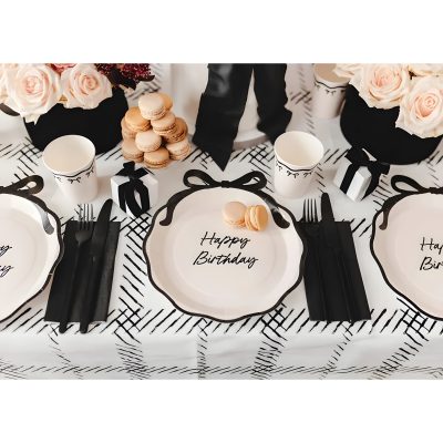 Χάρτινα Πιάτα με Φιόγκο - Happy Birthday 6 τεμ