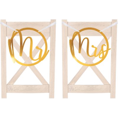 Διακοσμητικά Καρέκλας Γάμου - Mr and Mrs 2 τεμ