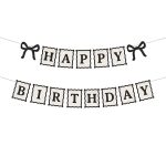 Γιρλάντα Happy Birthday - Μαύροι Φιόγκοι 1m