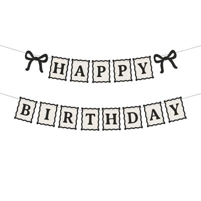 Γιρλάντα Happy Birthday - Μαύροι Φιόγκοι 1m
