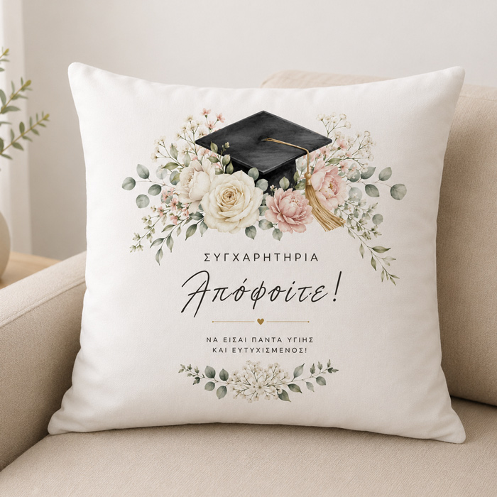 maksilari-sugxaritiria-apofoite-floral Μαξιλάρι Αποφοίτησης - Συγχαρητήρια Απόφοιτε