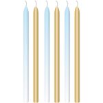 Ψηλά Κεράκια Τούρτας - Γαλάζια και Χρυσά 6 τεμ