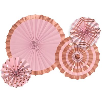 Σετ rosegold χάρτινες βεντάλιες 4 τεμ