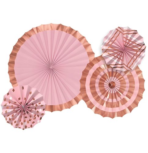 Σετ rosegold χάρτινες βεντάλιες 4 τεμ