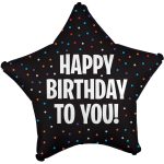 Μπαλόνι μαύρο silk Αστέρι  - Happy Birthday 81 cm