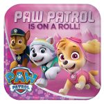 Ροζ τετράγωνα πιάτα - Paw Patrol 8 τεμ