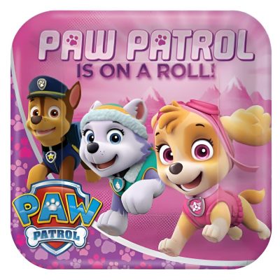 Ροζ τετράγωνα πιάτα - Paw Patrol 8 τεμ