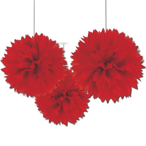 Σετ Fluffy Pom Pom Κόκκινα 3 τεμ